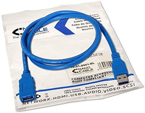 Nanocable Cable USB A Macho a USB A Hembra 1m Azul